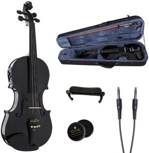 Cecilio 4/4 CVNAE-Black+SR Ebony Fitted Acoustic/Electric Violin in Metallic Black