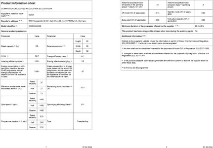 Bosch Series 2 Washing Machine 8kg – Front Load, White