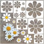 Flower Stencils for Painting on Wood, 11.8 inch Floral Daisy Stencils for Crafts Reusable Wood Burning Drawing Art Spring Paint Stencils for Wall Cake Cookie Canvas Furniture Paper (6 Daisy)