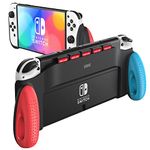 JUSPRO O-Grip Case Compatible with Nintendo Switch OLED, Unique Switch Accessories Designed Comfortable & Ergonomic Grip with 5 Game Slots, Black