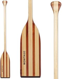 WONITAGO Wooden Canoe Paddle with Ergonomic Palm Grip and Anti-Collision Edge, Floating Wood Canoe Boat, 122 cm/4 Ft, Color-Blocked Wooden