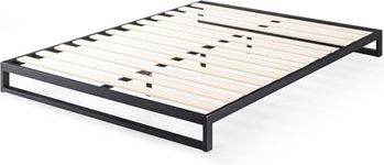 Zinus Trisha King Size Bed frame - Bed 150x200 cm - 18 cm Height - Metal Platform Bed Frame with Wood slat support - Black