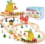 60PCS Wooden Train Set - Constructi