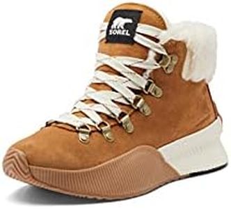 SOREL Women's Out 'N About III Conquest Boot — Camel Brown, Black — Waterproof Suede Winter Boots — Size 10