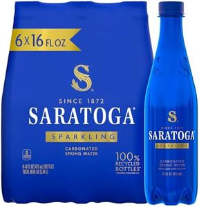 Saratoga Sparkling Water Bottles, 6-Pack - Carbonated Spring Bottled Water with Naturally Occurring Minerals & Electrolytes - Recycled PET Plastic Bottles - 16 Fl Oz