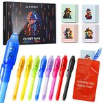 DazSpirit 8 Packs Invisible Ink Pens and Notebooks - Detective Theme, UV Light Spy Pens Party Bag Fillers for Boys and Girls, Magic Secret Message Pens for Detective Parties, Treasure Hunt