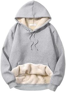 Flygo Men's Casual Fleece Sherpa Lined Hoodie Winter Warm Pullover Hooded Sweatshirt(Grey-XXL)