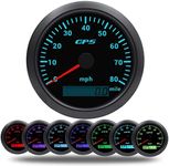 KAOLALI Digital GPS Speedometer Speed Gauge 85mm (3.34 inch) Boat MPH GPS Speedometer Odometer 0-80MPH for Truck Marine Car Motorcycle 9-32V 7 Colors Backlight