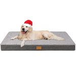 Patas Lague Orthopedic XXL Dog Bed for Extra Large Dogs 48''X30'', Egg Crate Foam Big Large Dog Beds with Removable Washable Cover,Waterproof Pet Bed Mat, Grey