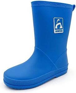 Amoji Kid's Rain Boots Boy's Rubber Boots Kids Wellies Girl's Garden Boots Waterproof Rain Shoes JT6513 Blue 3-4 Big Kid