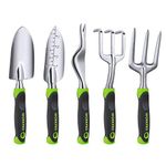 WORKPRO Garden Tool Set 5 Pieces Gardening Work Gifts Cast Aluminum Outdoor Hand Tools Kit for Men and Women Including Trowel Transplanter Weeder Hand Fork Cultivator