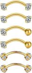 MODRSA Rook Piercing Jewelry Rook Earrings for Women Eyebrow Rings Surgical Steel Vertical Labret Jewelry 16g 14g Curved Barbell Snug Daith Surface Tragus Piercing Jewelry Silver Gold, Metal,