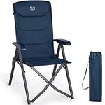 Timber Ridge Camping Chairs for Adults Heavy Duty Portable Folding Garden Chairs, High Back Adjustable Outdoor Chair 4-Position Recliner for Camp Beach Picnic, Support 150kg, Blue