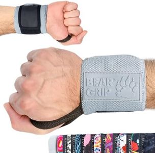 BEAR GRIP SPECIAL EDITION Premium weight lifting wrist support wraps (Grey, 18 Inches)