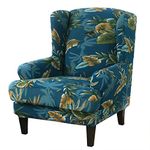 ele ELEOPTION Wingback Chair Cover 2-Piece Stretch Jacquard Wing Twill Slipcover Solid Colour Armchair Washable & Anti-wrinkle Sofa Furniture Protector