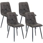 Artist Hand Set of 4 Dining Chairs for Living Room Dining Room, Faux Suede Dining Chairs with Upholstered Seat Solid Metal Legs, Gray