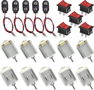 RUNCCI-YUN 10Pcs Mini Moteur Electrique,130 Moteur électrique 1.5-6V Mini Moteurs électriques CC 20000 RPM+5Pcs Mini Interrupteur à Bascule+5Pcs Connecteur de Batterie 9V