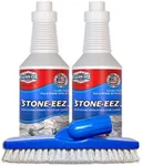 STONE-EEZ 2 Bottles + Free Grout Brush | Heavy Duty Natural Stone Cleaner for Stains & Deep Cleaning | Safe for Travertine, Marble, Granite & Other Natrual Stone | Easily Removes Dirt, Grime, Grease.