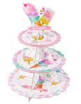 WERNNSAI Ice Cream Cupcake Stand - Ice Cream Party Decorations for Kids 3 Tier Cardboard Cupcake Stand Holder Round Dessert Tower Summer Birthday Party Supplies Baby Shower Pink