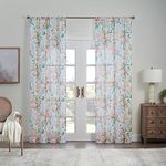 Waverly Blushing Bloom Floral Sheer Rod Pocket Window Curtain for Living Room (1 Panel), 50 in x 108 in, Multi