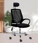 Casa Haus,Mesh Office Desk Chair,Rocking Chairs Ergonomic Computer Chair Adjustable High with Headrest and Comfortable Armrest Swivel Chair - Oak Black & Black Handle