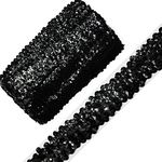 Length10 Yards，Wide 1.1 Inch Black Elastic Sequin Ribbon Trim for Sewing Dress Dance Costumes Headband (Black - 30mm)