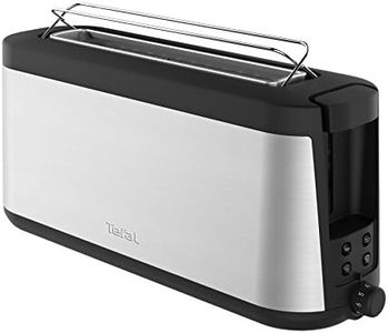 Tefal Element TL4308 Long Slot Toaster | 7 Browning Levels | 1000 Watt | Integrated Bun Attachment | Elegant Design | Black/Stainless Steel