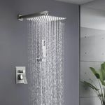 Ruhe® Ultra Sleek 304-Grade Stainless Steel Overhead Shower | 8x8 Inches Rain Shower for Bathroom | Powerful Square Showerhead with Easy-to-Clean Silicone Nozzles | WITHOUT SHOWER ARM