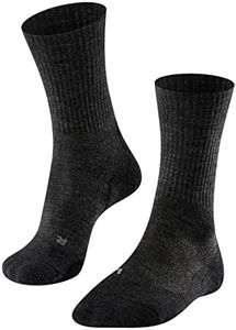 FALKE Men's TK2 Explore Wool Hiking Socks, Mid Calf, Medium Padding, Athletic Sock, Breathable Quick Dry, Merino Wool, Grey (Smog 3150), 6.5-8.5, 1 Pair