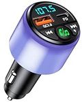 Zewwen FM Transmitter for Car Bluetooth 5.3, [PD 30W & QC3.0 18W] Fast Car Charger, [All-Over Glow] Bluetooth Car Adapter Wireless FM Radio Transmitter Car Kit, Hands-Free Calls, Hi-Fi Music