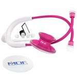 MDF Acoustica Lightweight Stethoscope for Doctors, Nurses, Students, Home Health Use, Adult, Dual Head, White Tube, Pink Alloy Chestpiece-Headset, MDF747XPPA29