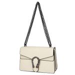 GLOD JORLEE Trendy Chain Crossbody Shoulder Bags for Women - Luxury Leather Satchel Bag Evening Clutch Purse Handbags (off white), off White, Large