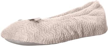 isotoner Women's Moisture Wicking and Suede Sole for Comfort Ballet Flat, Taupe, 6 Numeric_7_Point_5