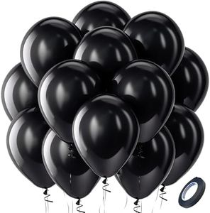 Bezente Black Balloons Latex Party Balloons - 100 Pack 12 inch Round Helium Balloons for Black Themed Wedding Graduation Anniversary Birthday Party Backdrop Decorations
