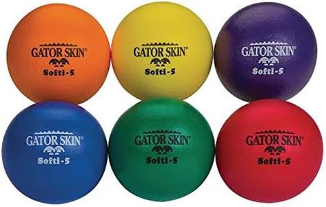S&S Worldwide Gator Skin Softi-5 Balls. Assorted Color 5" PU Coated Balls with Soft Foam Core, Kid Safe, No-Sting Balls for PE Games, After School Programs, Dodgeball, and Birthdays. Set of 6.