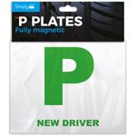 Simply TL1100 Pack of 2, Fully Magnetic Car P-Plates Twin Pack for New Drivers, Easy to Attach and Remove, Strong Magnet Backs for Vehicles