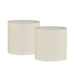 LAMPWELL MEMO Clip-on Small Fabric Lamp Shades for Table Chandelier Wall Lamp,Set of 2,Small Drum,5.2"×5.2"×H5.2",Linen, Handmade,Modern Trendy Decorative,Beige