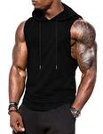 Amussiar Men's Sleeveless Training Muscle Hoodies Training Sleeveless Shirts Sports Tank Tops with Hood(Black Medium)