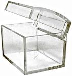 Perfume Studio Clear Acrylic Box with Hinged Lid; Small Treasure Chest Shape Container with bonus Pure Parfum 2ml Sample. (3 Units)