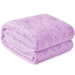 Exclusivo Mezcla Queen size Fleece Blanket for Bed, Super Soft and Warm Blankets for All Seasons, Plush Fuzzy Leaves Pattern Blanket, Lilac Purple Blanket, 230x230 CM