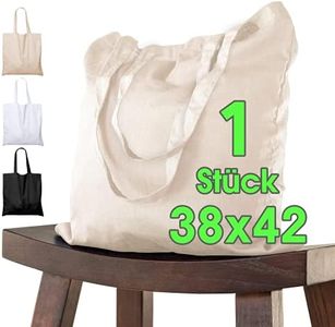 Bolsa de algodón 38x42 cm 1 piezas sin imprimir, dos asas largas con certificación OEKO-TEX® Bolsa de tela, bolsa de transporte, bolsa de algodón, bolsa de compras, bolsa de yute, Naturaleza
