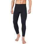 TEERFU Men's Midweight Thermal Underwear Pants Cotton Long Johns Leggings Base Layer Bottoms, Black, M