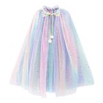 PHOGARY Princess Cape Colorful Princess Cloak, Princess Fancy Dress Halloween Costume Sparkling Sequins Tulle Carnival Birthday Party Cosplay Princess Dress Up for Girls（70 cm）