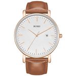 BUREI Classic Men Wrist Watch Ultra Thin Case Minimalist Analogue Dial with Date Japanese Quartz Movement