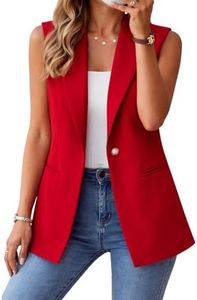 Kedera Women's Long Sleeveless Duster Trench Vest Casual Lapel Office Blazer Jacket Wine Red