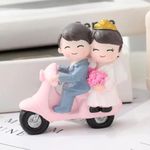 SATYAM KRAFT 1 Set Couples Miniature Sitting on Scooter Figurines Multiuse as Decorations, Cake Topper, Toys, Showpieces, Living Room, Bedroom, Gift Item (1 Set, Multicolor) (Model 10)