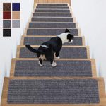 Stair Treads Non-Slip Carpet Indoor Set of 14 Grey Carpet Stair Tread Treads Stair Rugs Mats Rubber Backing (30 x 8 inch),(Grey, Set of 14)