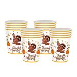 16Pc Autumn Fall Cup Thanksgiving Party Paper Cups,Autumn Decor Turkey Pumpkin Maple Leaf Pattern Disposable Paper Cup Thanks Dinner Cup for Autumn Harvest Thanksgiving Party Supplies Table Decoration