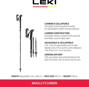 Leki Makalu FX Carbon Trekking Poles – Black/Orange