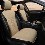 Black Panther 1 Pair Luxury PU Leather Front Car Seat Covers Protectors Compatible with 95% Cars - No Heating (Saloon/SUV/Pickup Truck/Van) - Beige